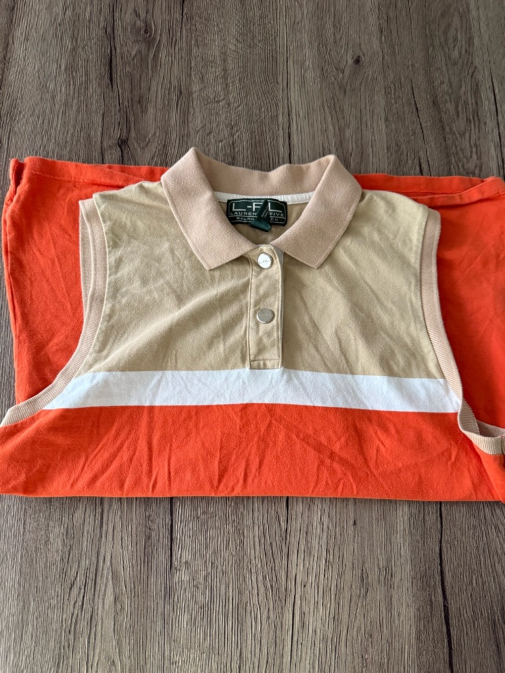 Lauren Ralph Lauren Active Polo Shirt Colorblock Sleeveless L